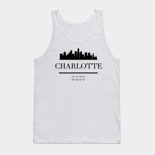 CHARLOTTE NORTH CAROLINA BLACK SILHOUETTE SKYLINE ART Tank Top